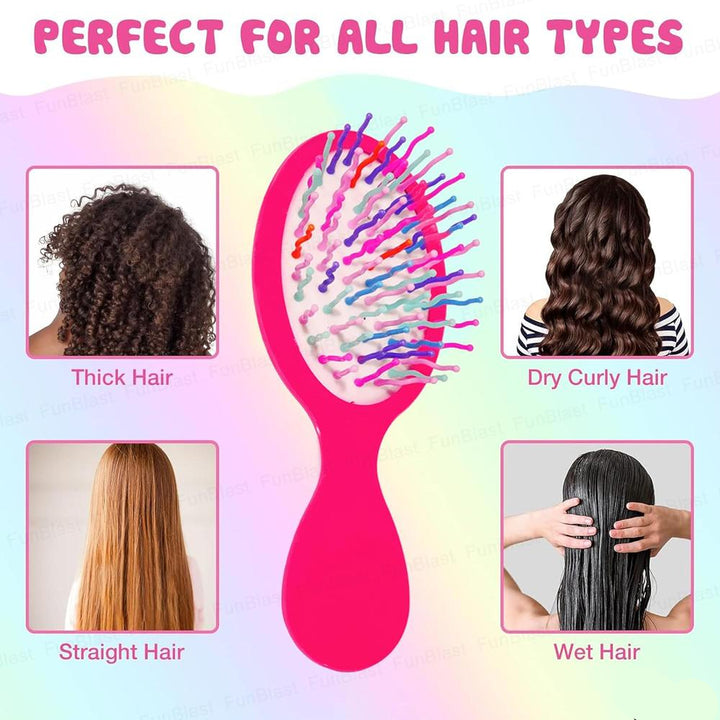 FunBlast Hair Comb & Brush Set for Girls | Cute Cartoon Kawaii Hair Brush Set | 2 Pieces | Assorted Colours