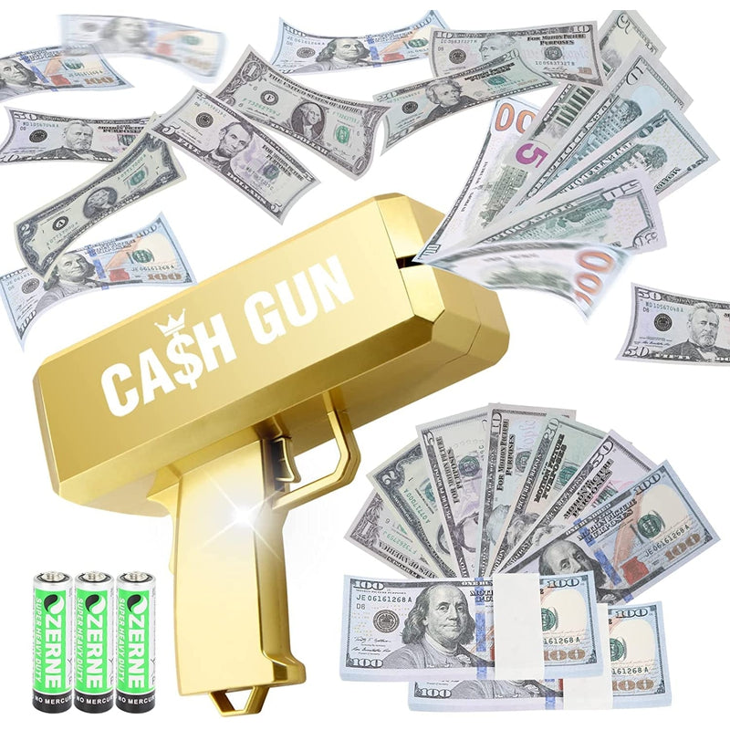 Make It Rain Cash Spray Blaster For Birthdays and Party Games - Gold (COD Not Available)