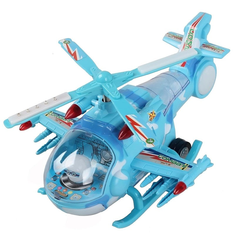 Battery Operated Rotating Musical Helicopter Bump and Go Action Aeroplane Toy