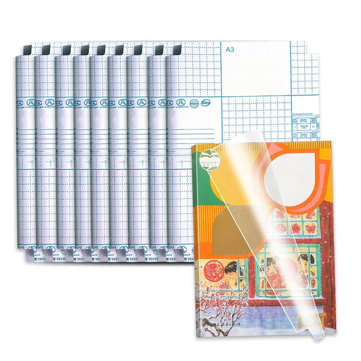 FunBlast Pack of 10 Transparent Sticker Book Cover Film | Waterproof Self-Adhesive Book Cover