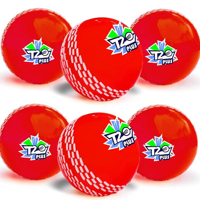 T-20 Plus Practice Cricket /Wind Balls for Indoor & Outdoor | Street Cricket Synthetic Ball | Pack of 6, Red