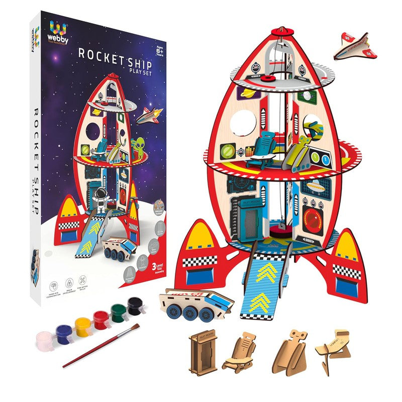 DIY Rocket Playset Doll House Spaceship Play House - Multicolour