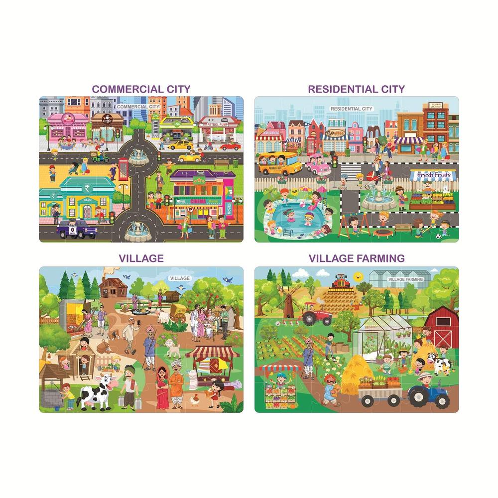 Ratna's 4 in 1 -City & Village Life Jigsaw Puzzle