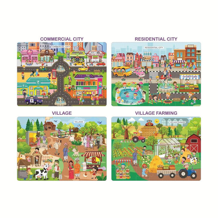 Ratna's 4 in 1 -City & Village Life Jigsaw Puzzle