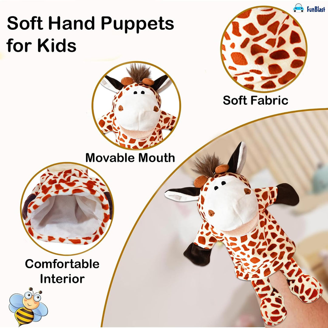 FunBlast Giraffe Hand Puppet | Soft Plush Animal Puppet with Movable Mouth for Storytelling & Kids’ Learning