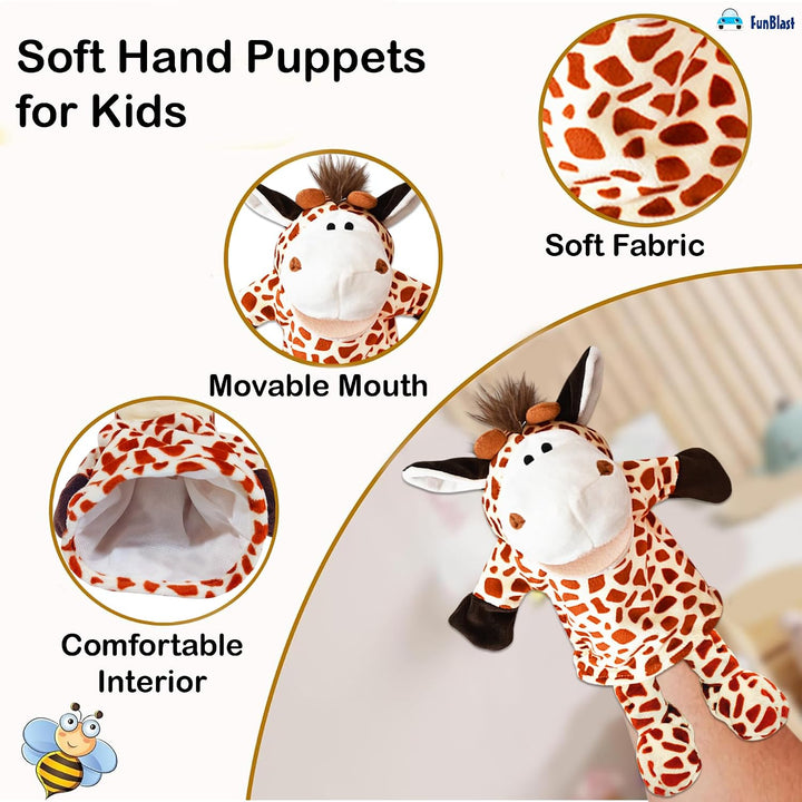 FunBlast Giraffe Hand Puppet | Soft Plush Animal Puppet with Movable Mouth for Storytelling & Kids’ Learning