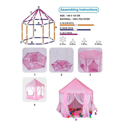 Jumbo Club Castle Playhouse Tent with 10 Balls, Indoor and Outdoor