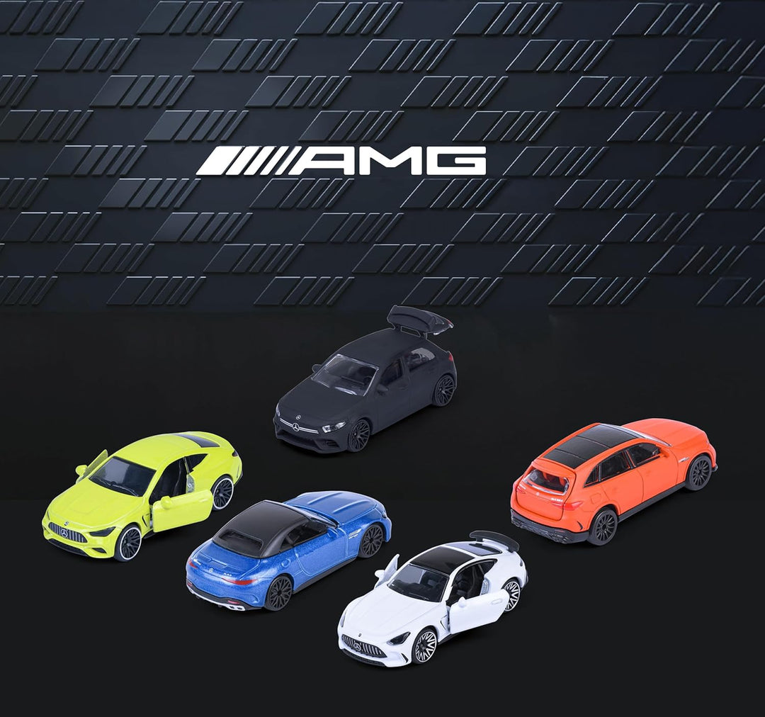 Set of 5 Licensed Majorette Diecast Cars (Mercedes AMG) - Mercedes-AMG GT 63, Mercedes-AMG SL 63, Mercedes-AMG A 35, Mercedes-AMG GLC 63 S, Mercedes-AMG CLE 53
