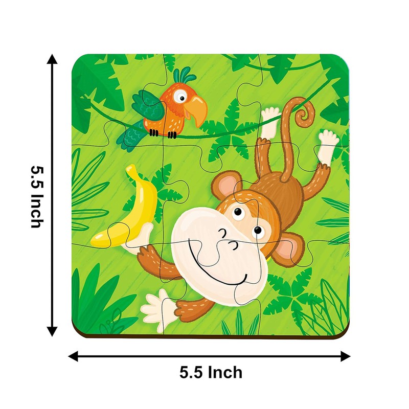 4 In 1 Wooden Wild Animals Puzzle Toy, 36 Pcs