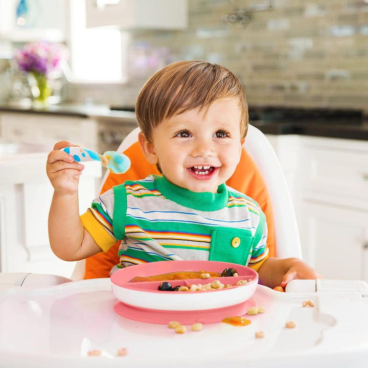 Munchkin Stay Put Suction Plate with Divider- Pack of 1 | BPA-Free Baby Feeding Plate