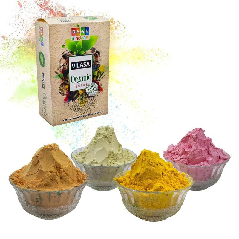 Vilasa Holi Organic Gulal (Pack of 1 = 200gm, 4pcs X 50gm )