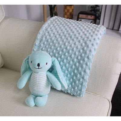 Premium Raised Dot Baby Blanket | Fuzzy, Warm, Cosy Soft Receiving Blanket for Toddlers | Light Cyan