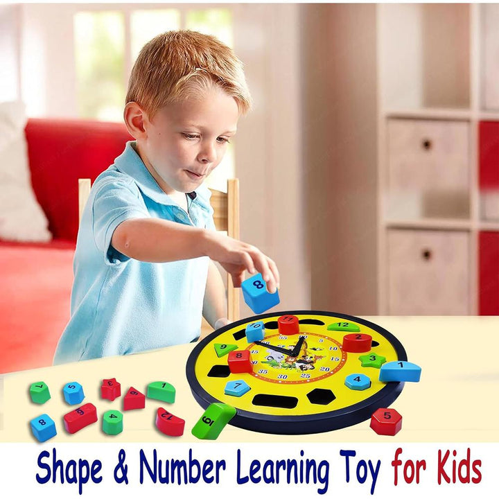 FunBlast Learning Clock Puzzle Toy for Kids | Time, Shape & Number Learning Jigsaw Toy