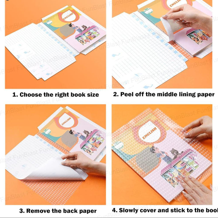 FunBlast Pack of 10 Transparent Sticker Book Cover Film | Waterproof Self-Adhesive Book Cover