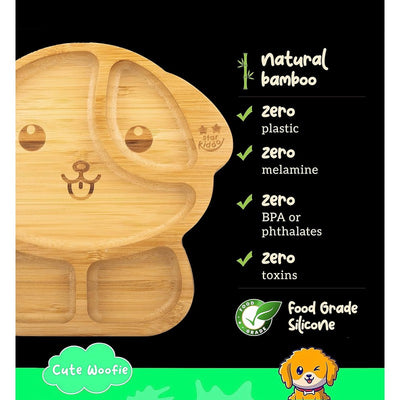 Woofie Baby Plate | Bamboo Suction Plates for Babies | Ideal for Baby-Led Weaning and Toddler Self-Feeding | Green