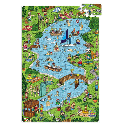 Town Lake Illustration Cardboard Jigsaw Puzzle, 252 pieces