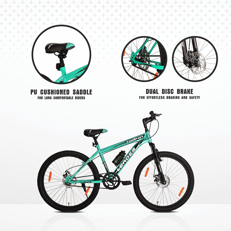 Torfin 26T MTB Mountain Bicycle without Gear Single Speed with FS DD Brake (Sea Green/Black) | 12+ Years (COD Not Available)