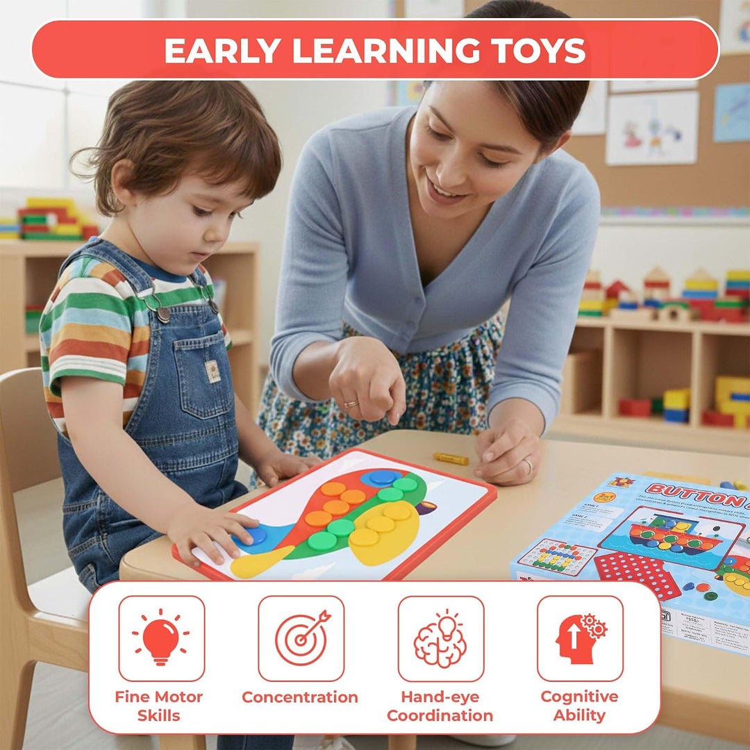Toy Box by Ratna Button Art - Transport I 2-in-1 Pictures & Patterns I Educational Kit