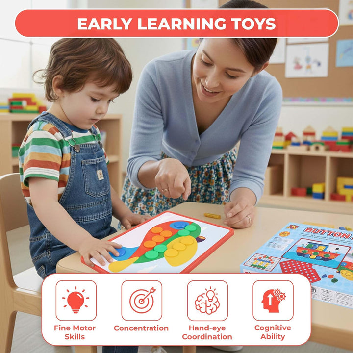 Toy Box by Ratna Button Art - Transport I 2-in-1 Pictures & Patterns I Educational Kit