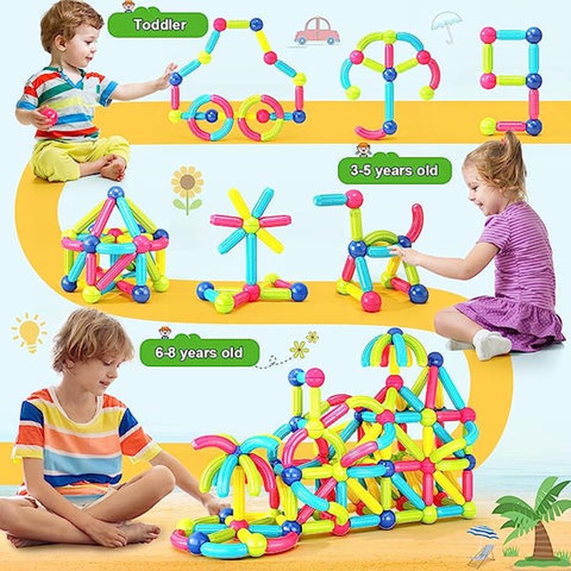 Premium 32 Magnetic Building Stick For Kids Early Learning & Development