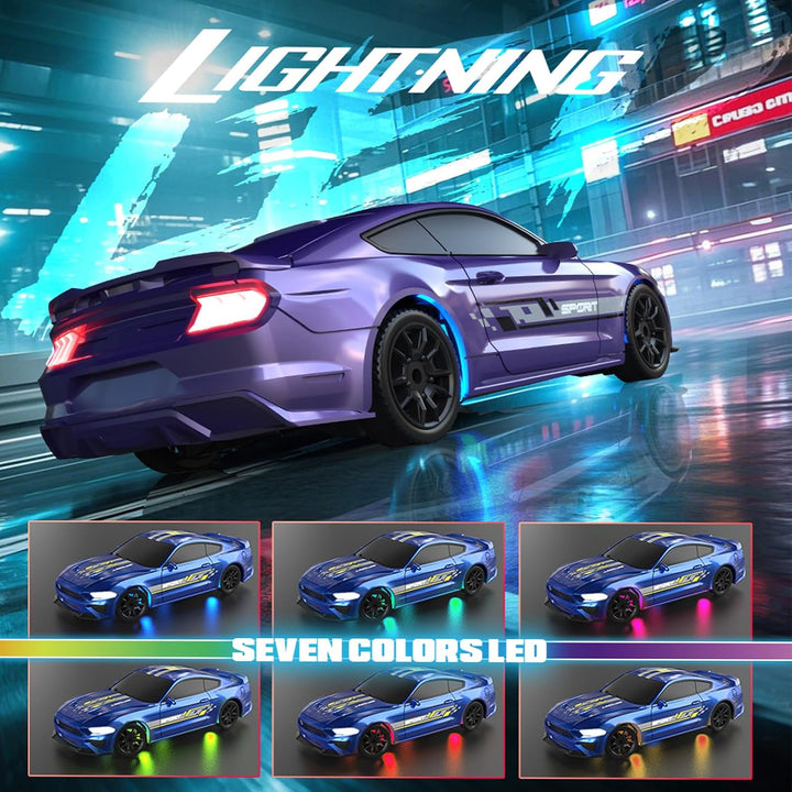 Remote Control Mini 4WD  Drift Racing Car with LED Lights & Mobile Control | 1:43 Scale