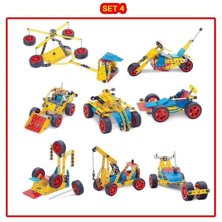 Toybox by Ratna MEC-O-Tec Set 4 Metal Construction Toy – 225 Pieces, 21 Models | DIY Building & Engineering Kit | Educational STEM Toy for Kids
