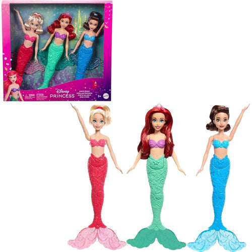 Mattel Original Licensed Disney Princess Ariel Mermaid Doll Set | Set of 3- Ariel & 2 Mermaid Sister