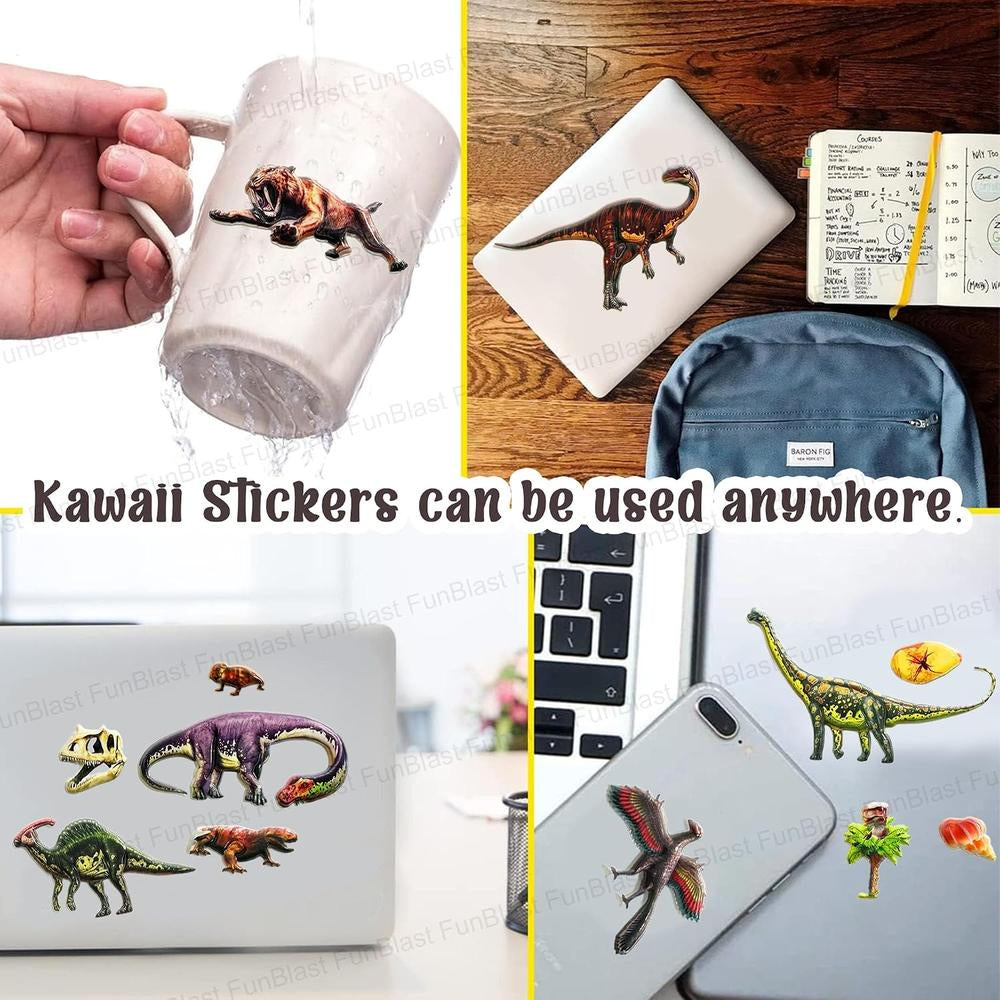 FunBlast Dinosaur Puffy Stickers for Kids | 3D Kawaii Foam Stickers for Boys & Girls | 80 Pieces