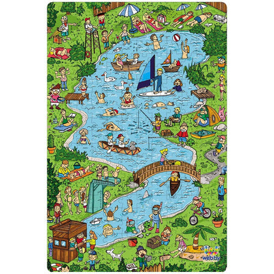 Town Lake Illustration Cardboard Jigsaw Puzzle, 252 pieces