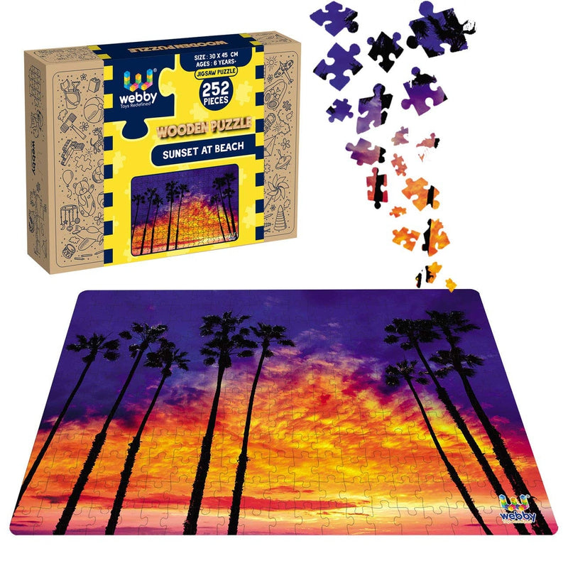 Sunset At Beach Wooden Jigsaw Puzzle, 252 Pieces