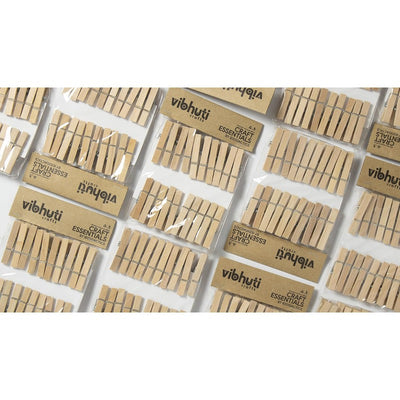 Pack of 40 Natural Wooden Pegs, Clips | Used for DIY Activities, Scrapbooking | 2 Inch