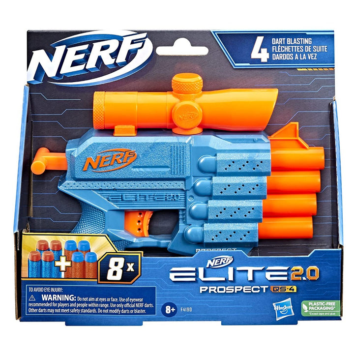 Original Nerf Elite 2.0 Prospect QS4 Dart Blaster with 8 Darts by Hasbro