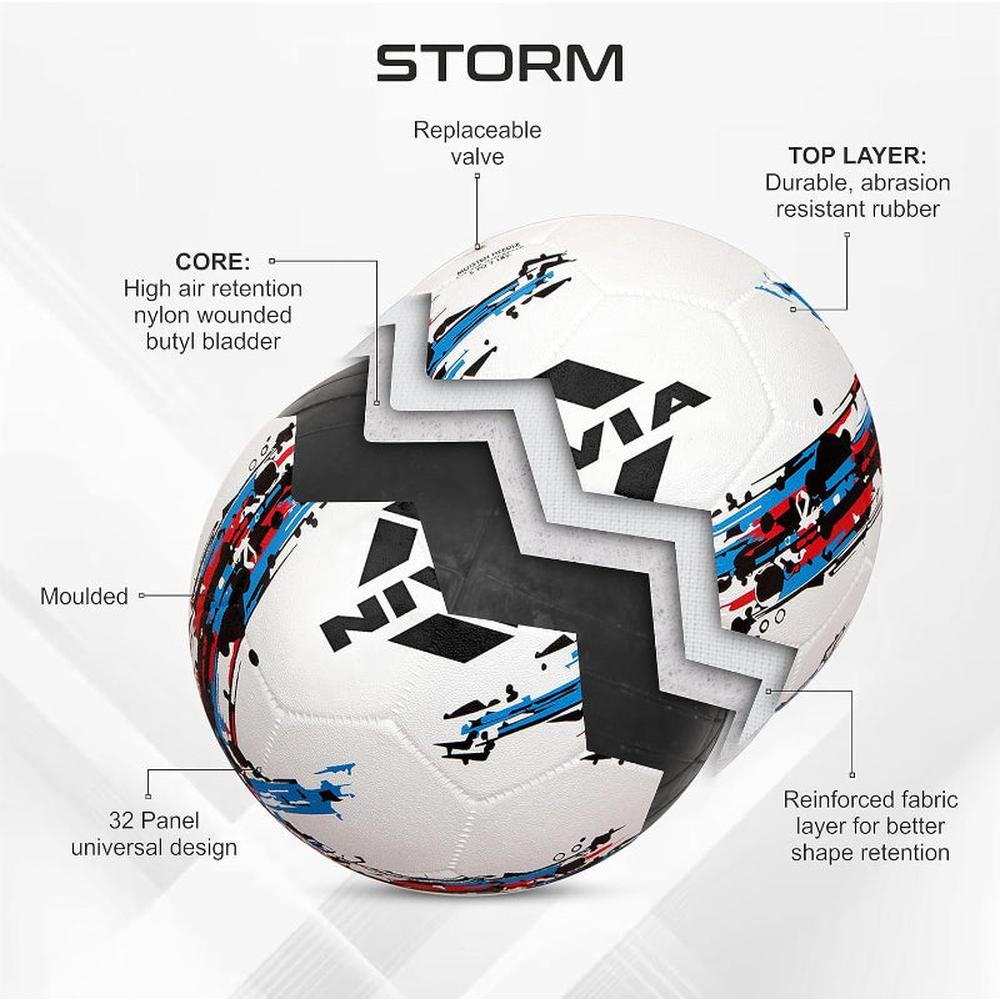 Nivia Football Size 5 Storm Moulded - White (13 Years till Grown Ups)