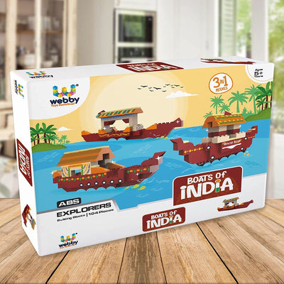 3 IN 1 Boats of India ABS Building Blocks Kit, Colourful Bricks and Blocks Adventure Play Set - (104 Pcs)