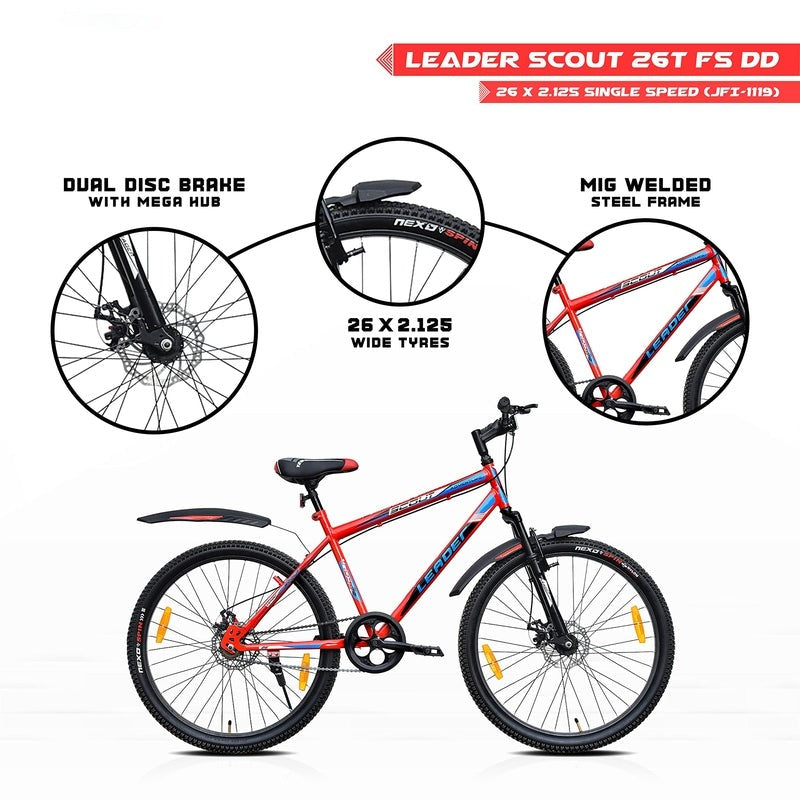 Scout 26T Mountain Bicycle Without Gear, Single Speed with FS DD Brake | 12+ Years (COD Not Available)