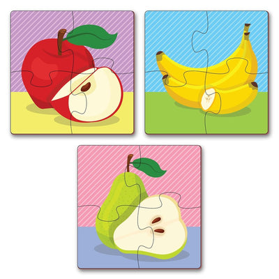 Fruits Jigsaw Puzzle for Kids | 4 Pieces Puzzles | Educational Toys and Games  (Set of 3 Puzzles in Box)