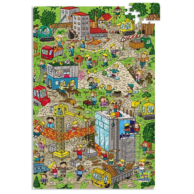 Construction Site Illustration Wooden Jigsaw Puzzle - 252 Pieces