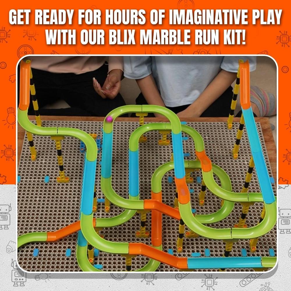 Blix Marble Run 1 Construction Set | 118-Piece Construction Set | Build Your Own Marble Tracks | Creative STEM Building Toy