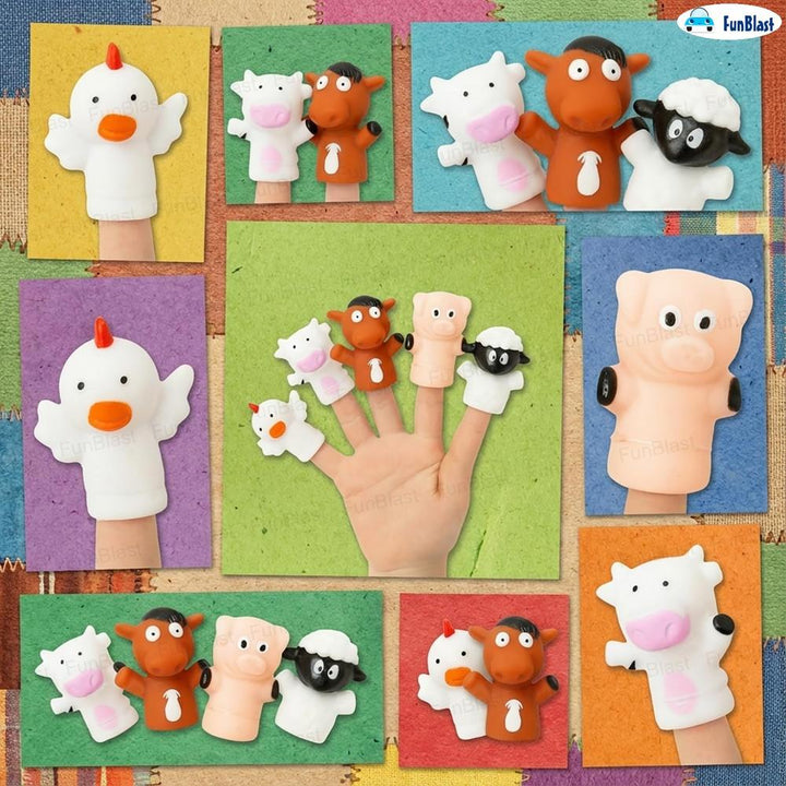 FunBlast Farm Animal Finger Puppets for Kids | Storytelling & Pretend Play Toys for Toddlers (Pack of 5)