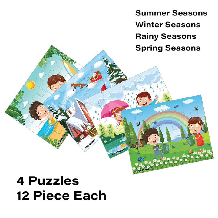 Seasons Jigsaw Puzzle Educational Toy | Set of 4 Puzzles (Multicolour, Size 10X8 inches)