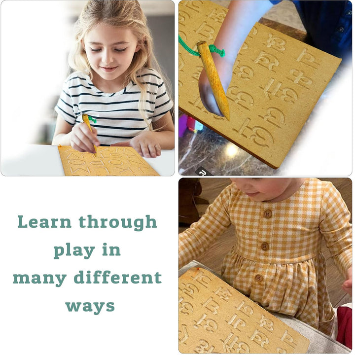 FunBlast Set of 3 Writing Practice Tracing Wooden Boards