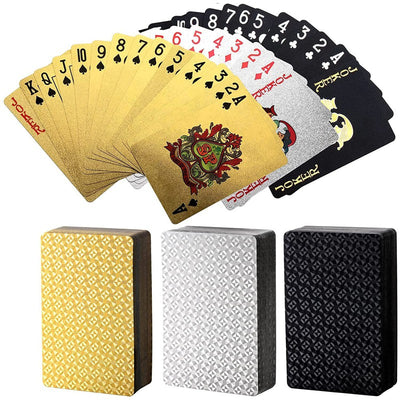 3 in 1 Luxury Golden, Black and Silver Deck of Waterproof Washable  Poker Cards Use for Party Game