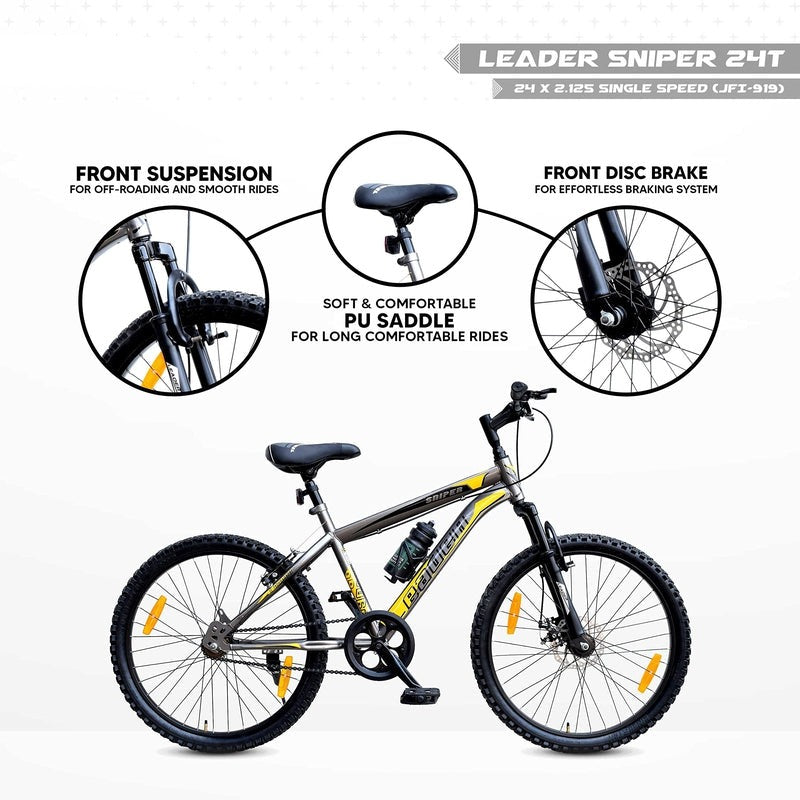 Sniper MTB 24T Mountain Bicycle with Front Suspension and Disc Brake | 12+ Years (COD Not Available)