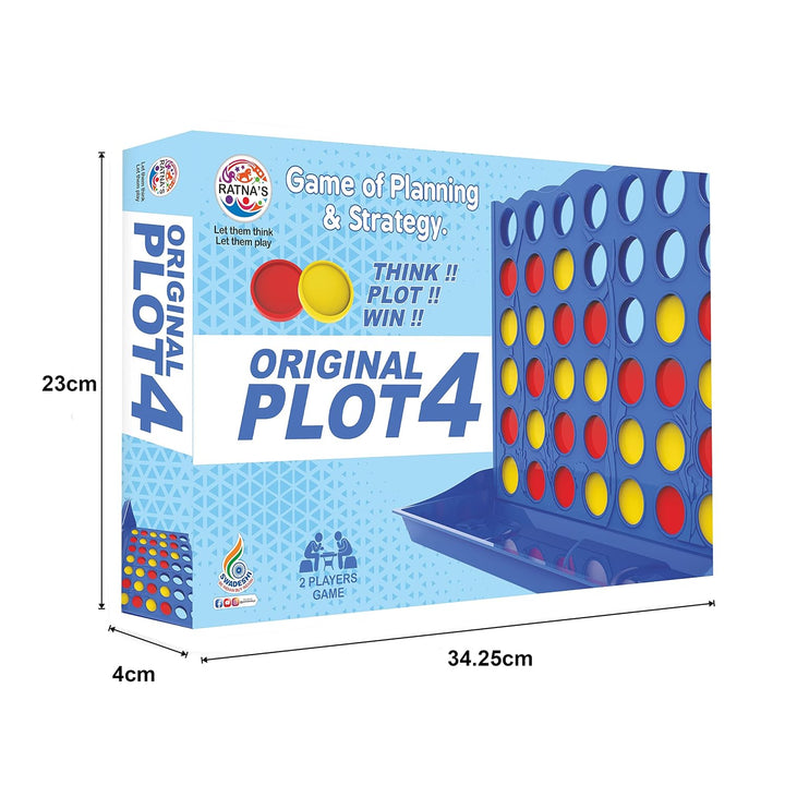 Ratna's Original Plot 4 Big Board Game | 2 Player Strategy Game