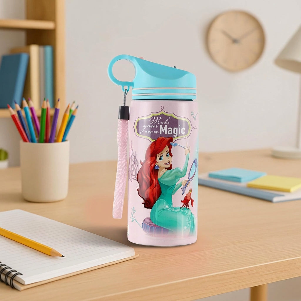 Striders Disney Princess Kids Water Bottle – 500ml | Leak-Proof Non-Insulated Sipper | School & Travel Bottle | 3+ Years