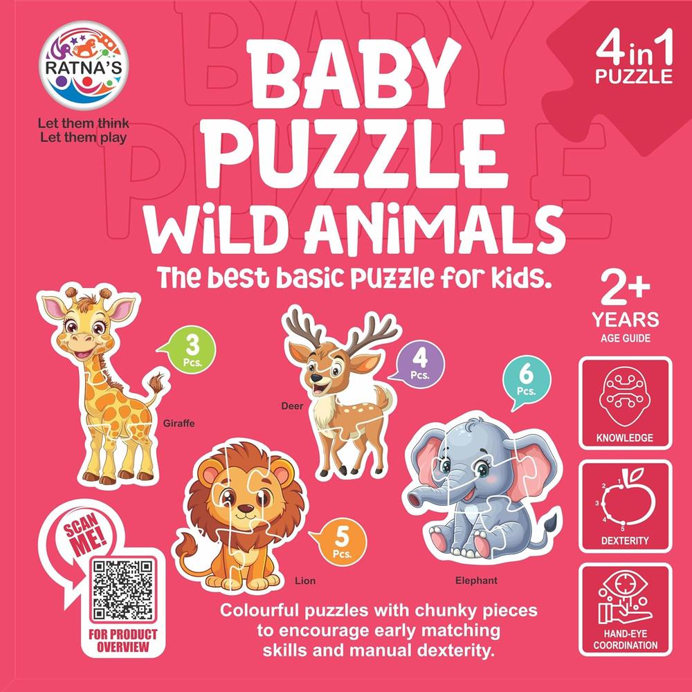Ratna's Educational Baby Jigsaw Puzzle - Wild Animals