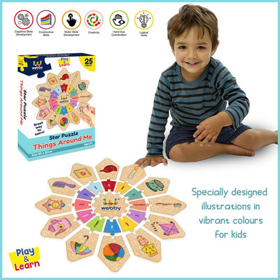 Things Around Us - Star Jigsaw Puzzle, Montessori Early Educational Pre School Puzzle Toy for 2+ Years Kid (25 Pcs)