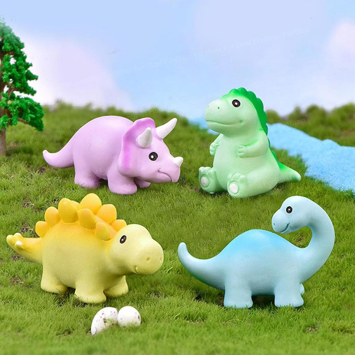 FunBlast Pack of 4 Dinosaur Miniature Figurines Set | Cute Dinosaur Showpieces
