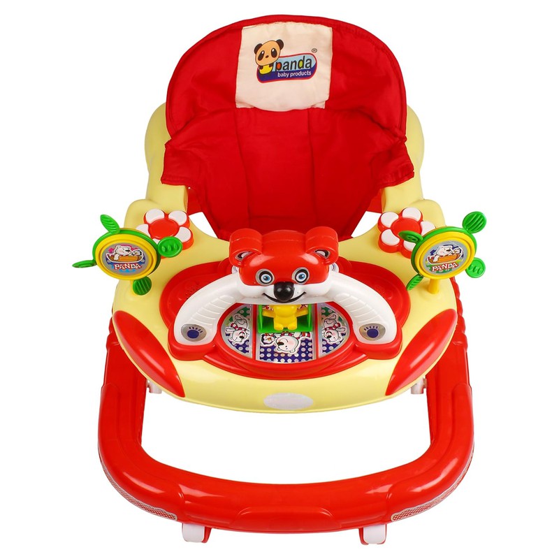 Baby Musical Foldable & Height Adjustable Walker with Parental Handle (Red)