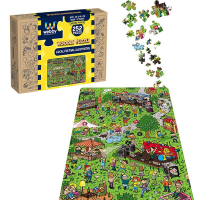 Local Festival Illustration Wooden Jigsaw Puzzle, 252 Pieces